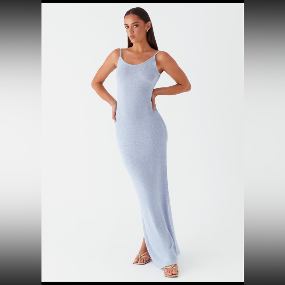 Peppermayo Exclusive - Scarlett Steel Maxi Dress - Powder Blue